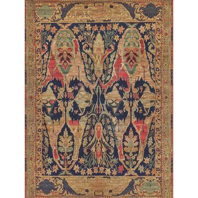 Jurassic Hand-knotted New Zealand Wool Beige/Blue/Gold Area Rug