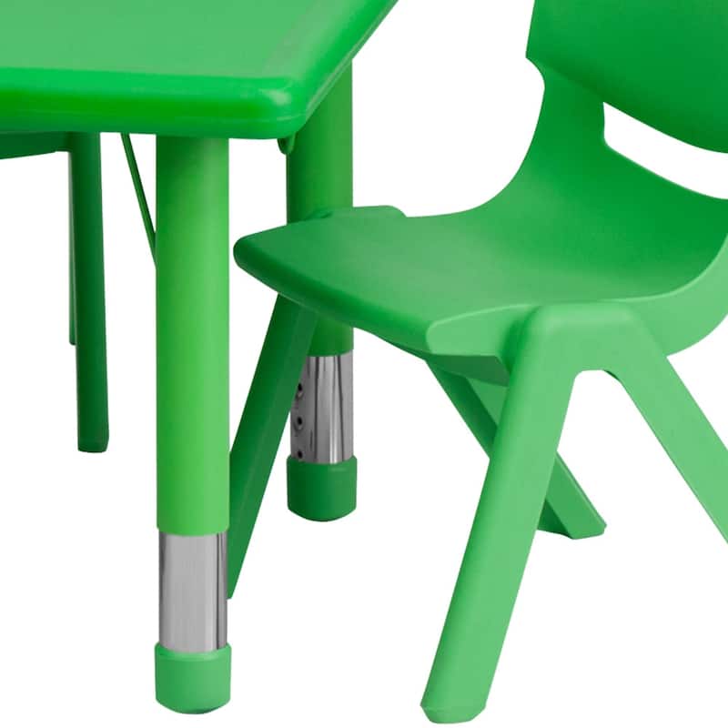 24"W x 48"L Rectangle Plastic Adjustable Activity Table Set - 4 or 6 Chairs