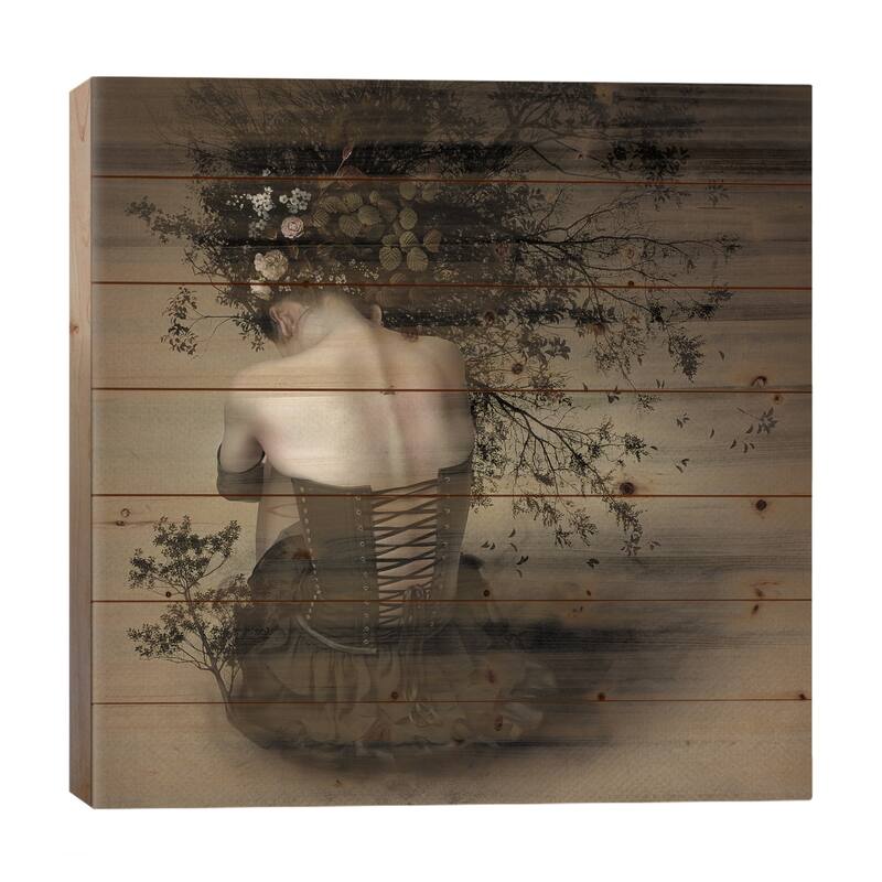 Night Scented Girl Print On Wood by Kiyo Murakami - Multi-Color - 26x26x1.5