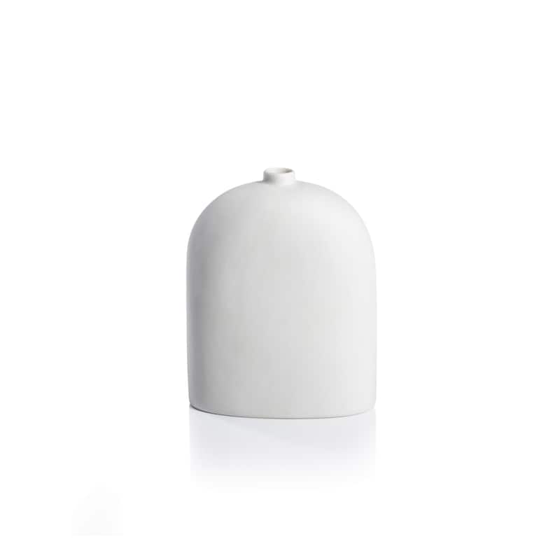 Lucca All-White Ceramic Vase - Medium- 6.25" x 8"