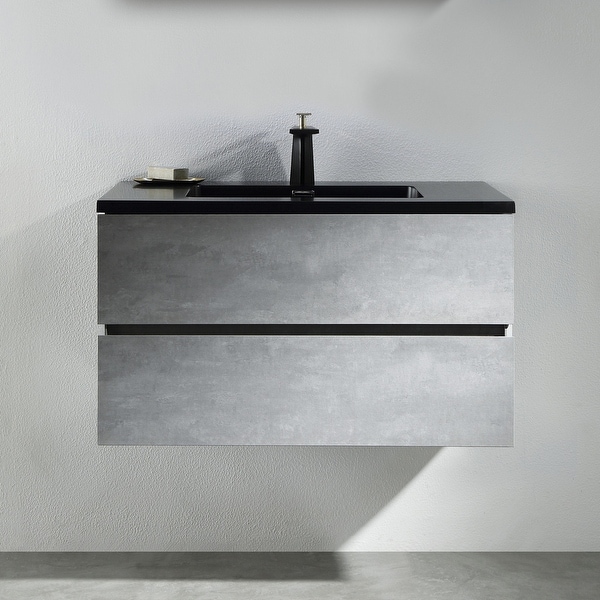 Alma-EDI 24-inch Cement Grey Wall Mount Vanity with Integrated Sink. Opens flyout.