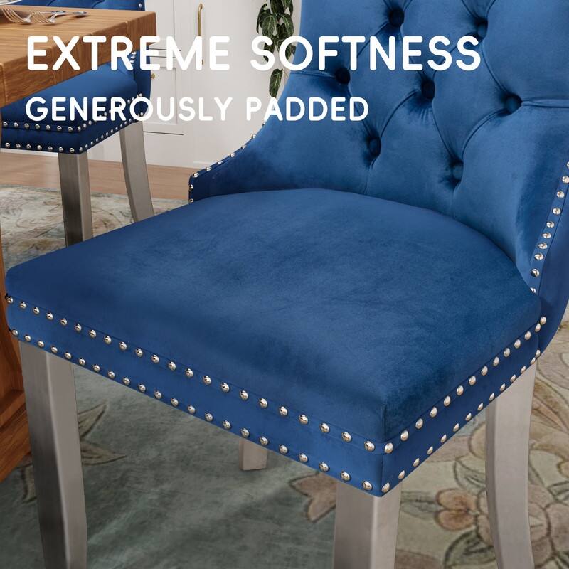 Contemporary Velvet Upholstered Dining Chair Set of 4