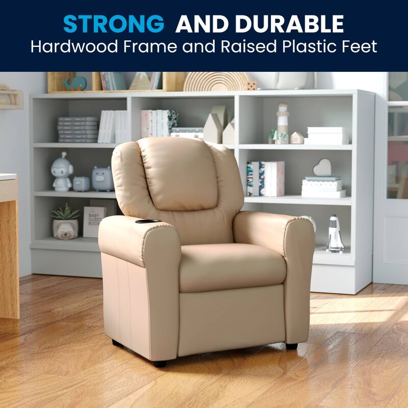 Contemporary Kids Recliner with Cup Holder and Headrest - 24"W x 21.5" - 36.5"D x 27"H