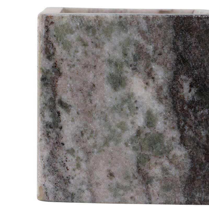 Marble Stone Storage Sculpted Design and Sleek Vertical Grooves - 4.0"