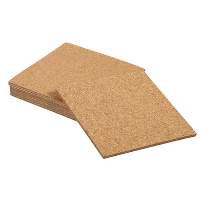 Self-Adhesive Cork, 4" x 4" x 2" Squares Cork Mats Coaster Backing Sheets - Brown