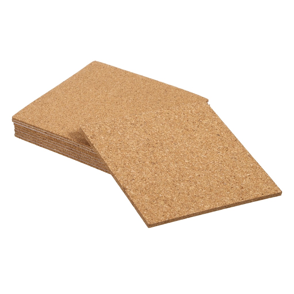 Self-Adhesive Cork, 4" x 4" x 2" Squares Cork Mats Coaster Backing Sheets - Brown