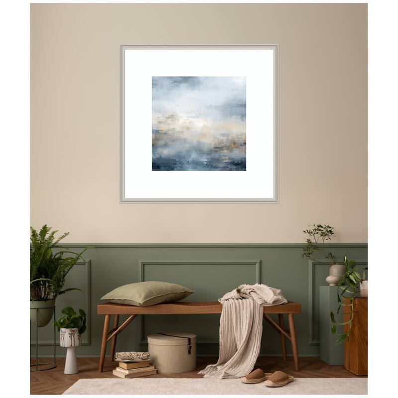 Kate and Laurel Tonal Abstract Oceanic Nautical Serenity Blue by The Creative Bunch Studio Framed Wall Art Print
