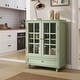 preview thumbnail 1 of 16, Anmytek Mint Green Vintage Glass Door Cabinet Kitchen Buffet Sideboard Living Room Display Storage