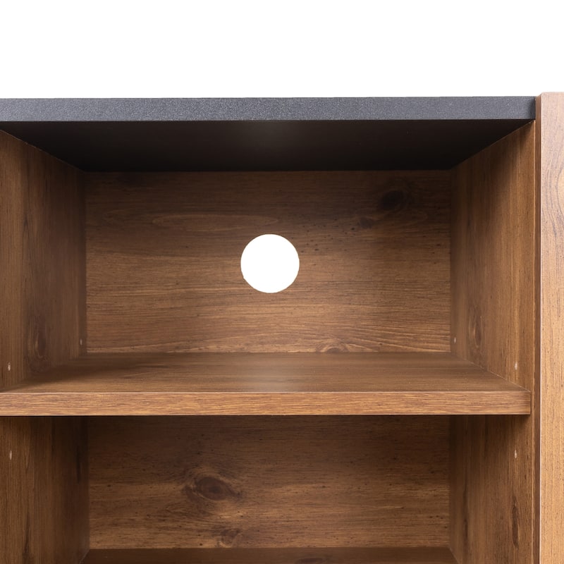 TV Stand with 3 Cabinets, Media Console Table with Open Storage Compartments, Entertainment Center with Metal Legs