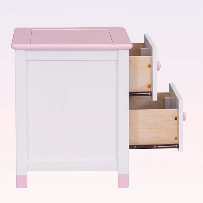 Wooden Nightstand with Two Drawers,for Bedrooms,Combining Cute Design and Practical Storage