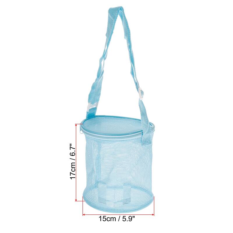 Mesh Beach Bag, Sea Shells Mesh Tote Sand Boxes Nets Bags, Sky Blue
