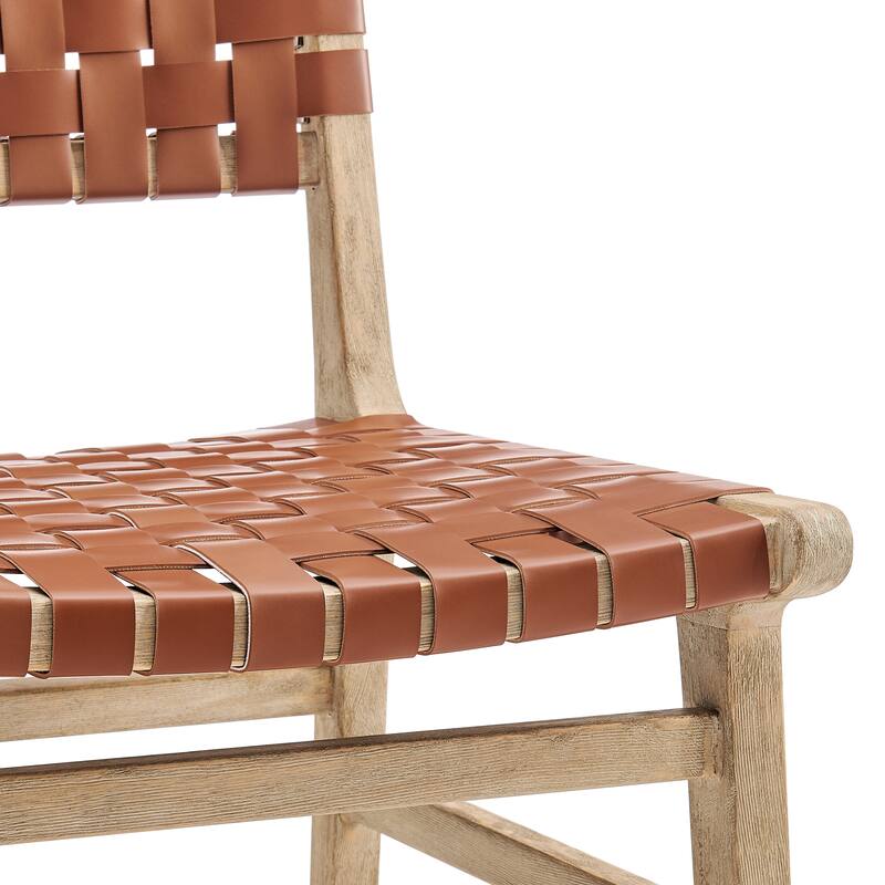 NPD Furniture Marco Faux Leather Dining Side Chair Drift Wood Frame (Set of 2)