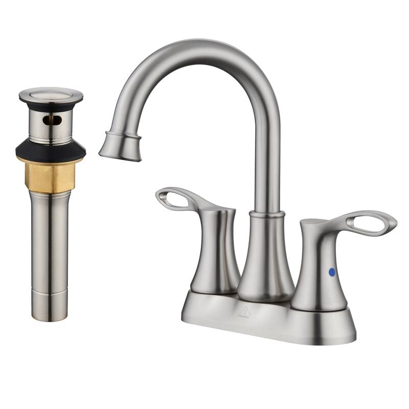 4 in. Centerset Double Handle Bathroom Faucet with Drain Kit Included