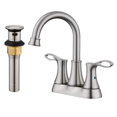4 in. Centerset Double Handle Bathroom Faucet with Drain Kit Included