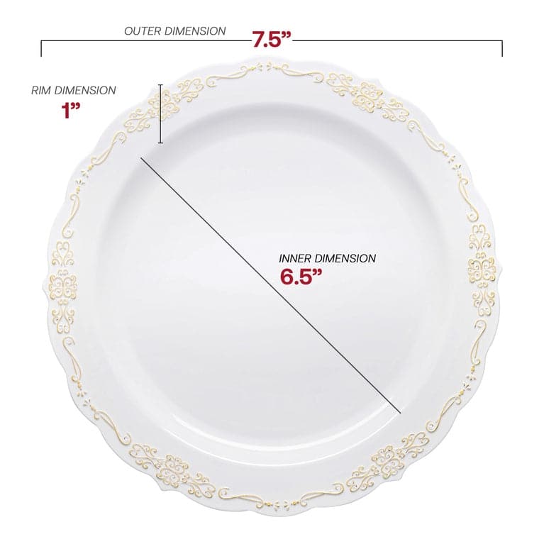 Vintage Rim Round Disposable Plastic Plate Packs - Party Supplies