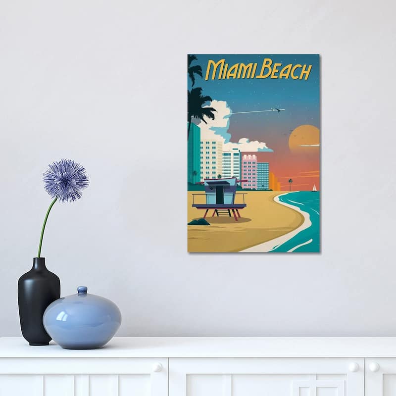 iCanvas "Miami Beach" by IdeaStorm Studios Canvas Print - 18x12x1.5