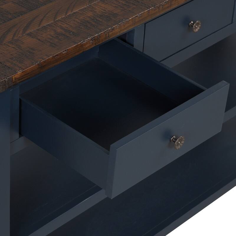 Wood Console Table with 3 Storage Drawers and 2 Shelves