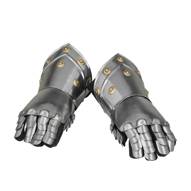 Metal Replica Medieval Armor Gloves - Set of 2 Silver - Roche River Decor