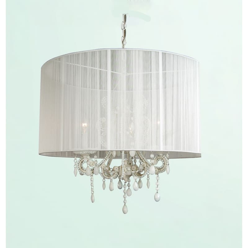 5-Light White Chandelier With Clear Crystal Accents