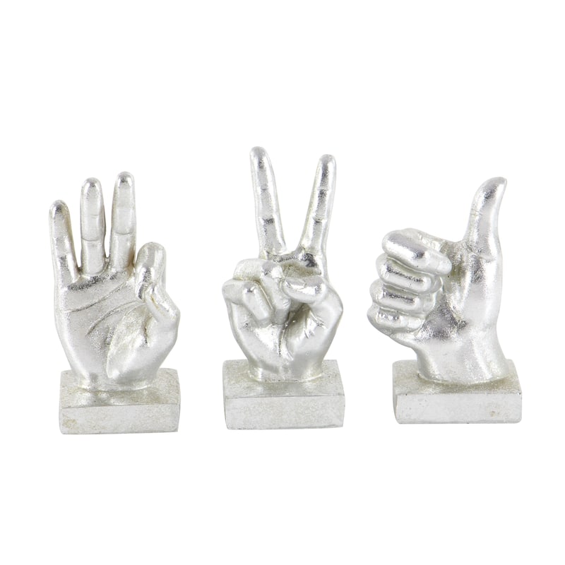 Polystone Hands Sculpture - Set of 3 - Gold or Silver