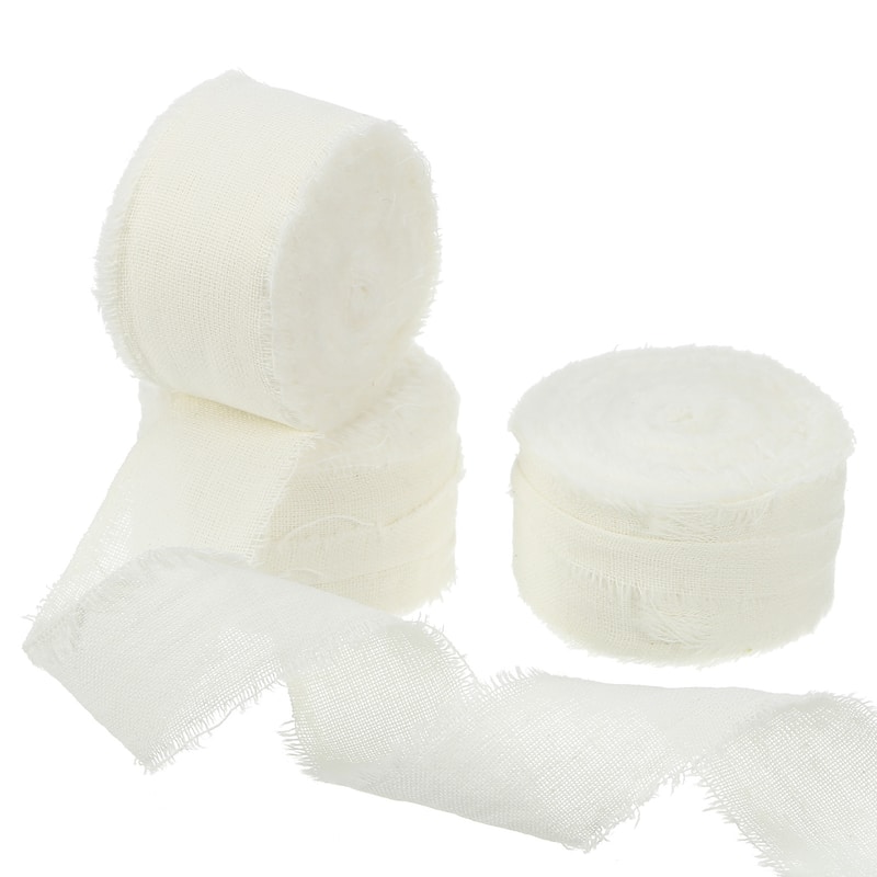 3Roll Cotton Handmade Fringe Ribbon 1"x21Yd Frayed Fringe Ribbons - 7Yd