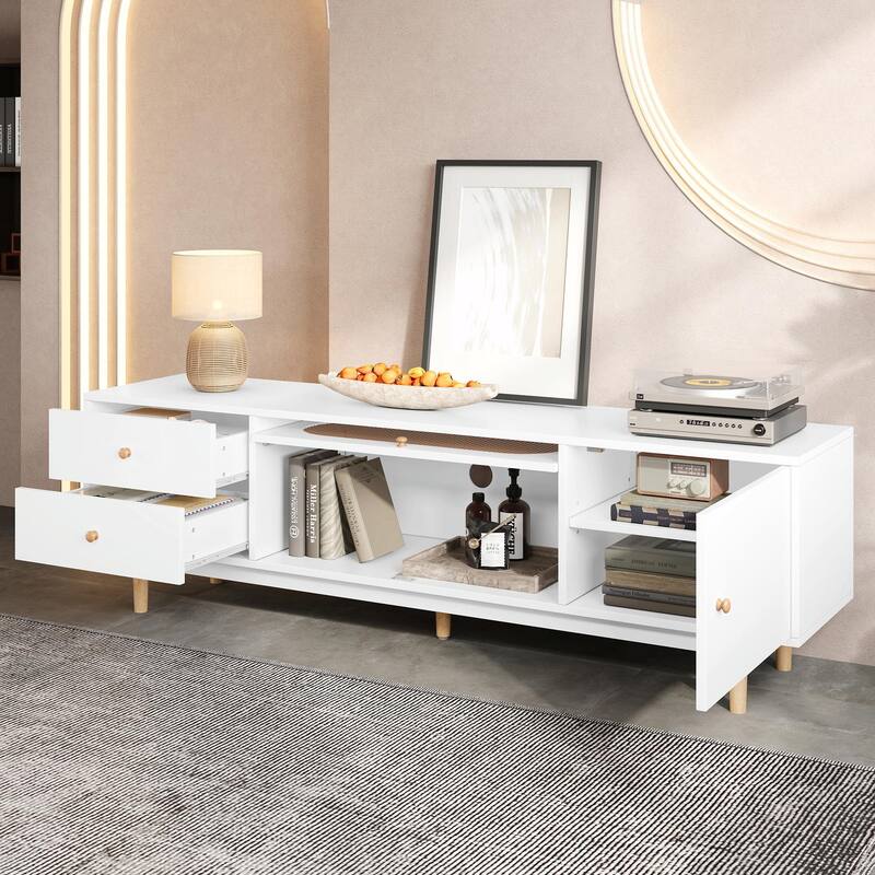 70 Inch TV Stand for TVs up to 80 Inch - Minimalist TV Console Table with Drawers