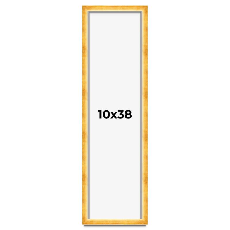 10x38 Shadow Box Frame Gold | 1.625 Inches Deep Real Wood Traditional