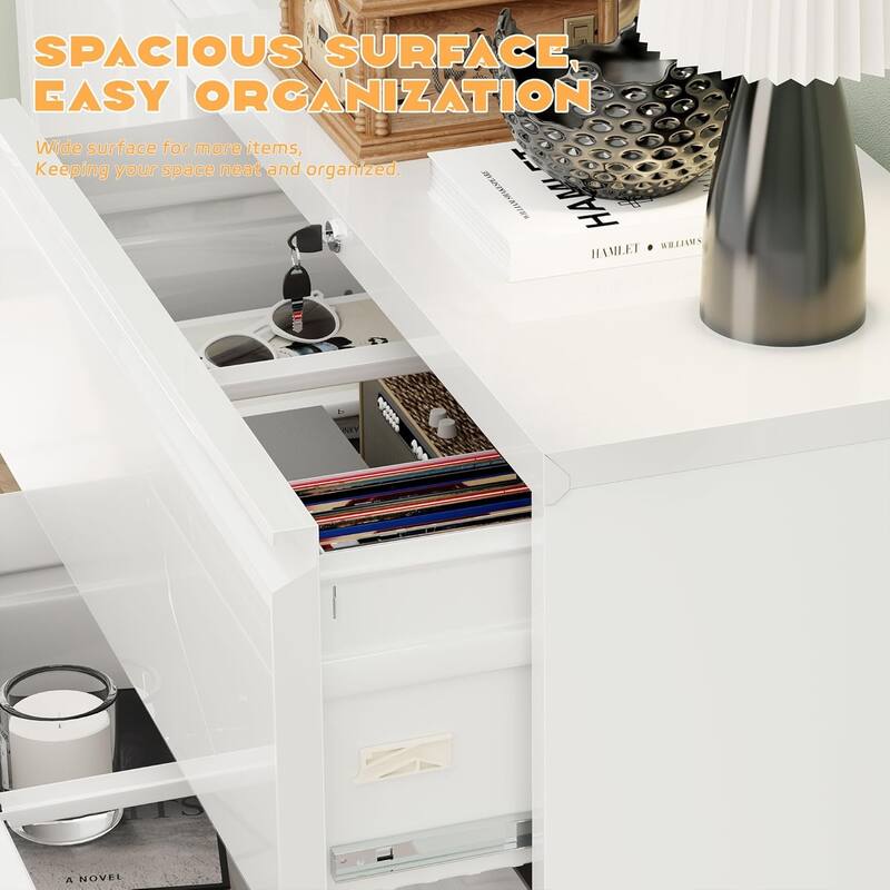 4 Drawer Metal Lateral Filing Cabinet with Lock