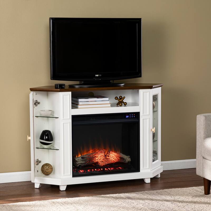 SEI Furniture Daventry Transitional White Wood Electric Fireplace