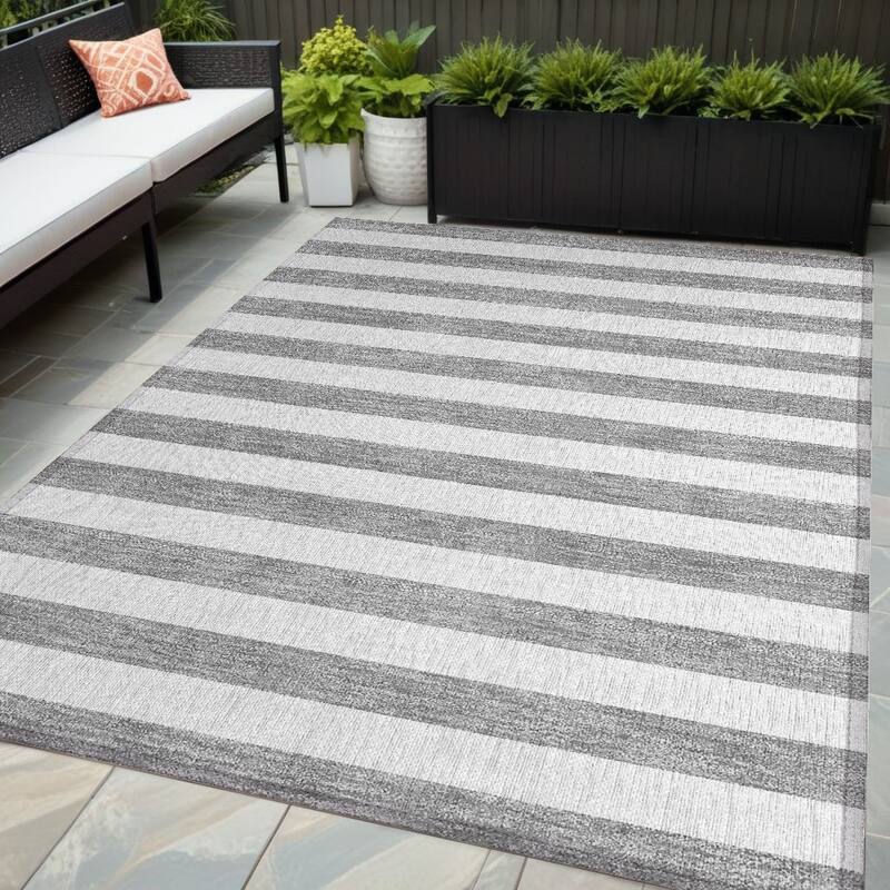 Fafi Stripe Weather Resistant Blended Style Outdoor Rug - 5' X 8' - Multi