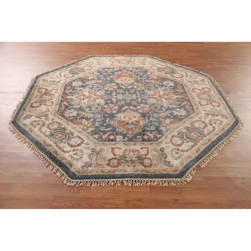 Heriz-Serapi Octagon Rug Hand-Knotted Wool Carpet - 6'0" x 5'11"