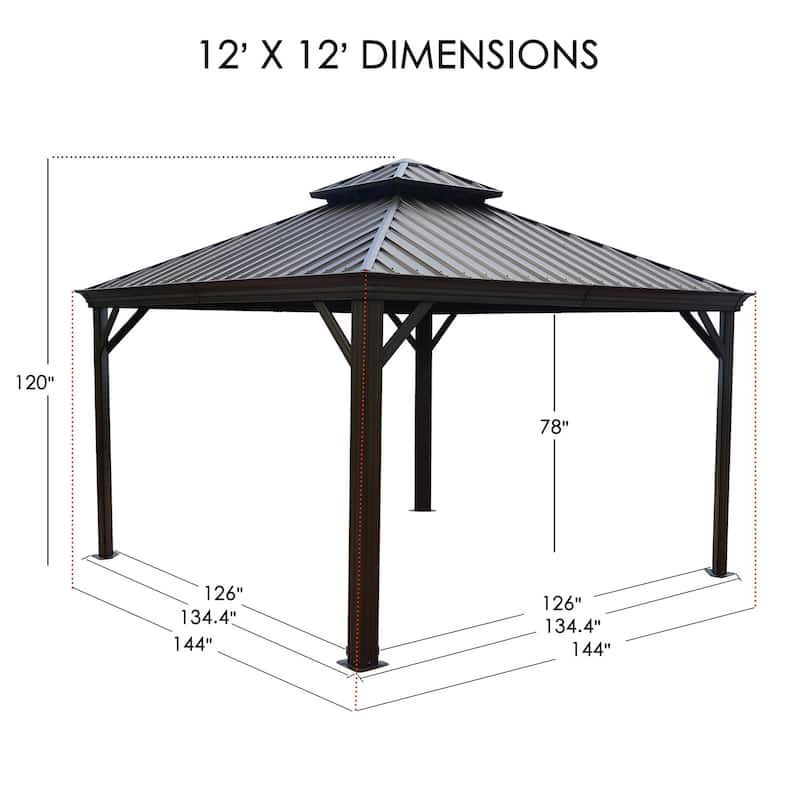 Kozyard Alexander 12x12-foot Hardtop Gazebo with a Mosquito Net