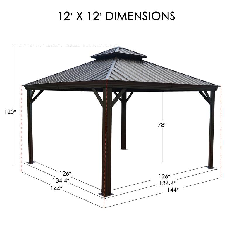 Kozyard Alexander Hardtop Aluminum Gazebo with Mosquito Net and Privacy Curtain
