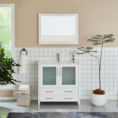 Vanity Art 36-Inch Single Sink Bathroom Vanity Set Dove-Tailed Drawers, 1 Cabinets, 1 Shelf, Soft-Closing Doors with Free Mirror