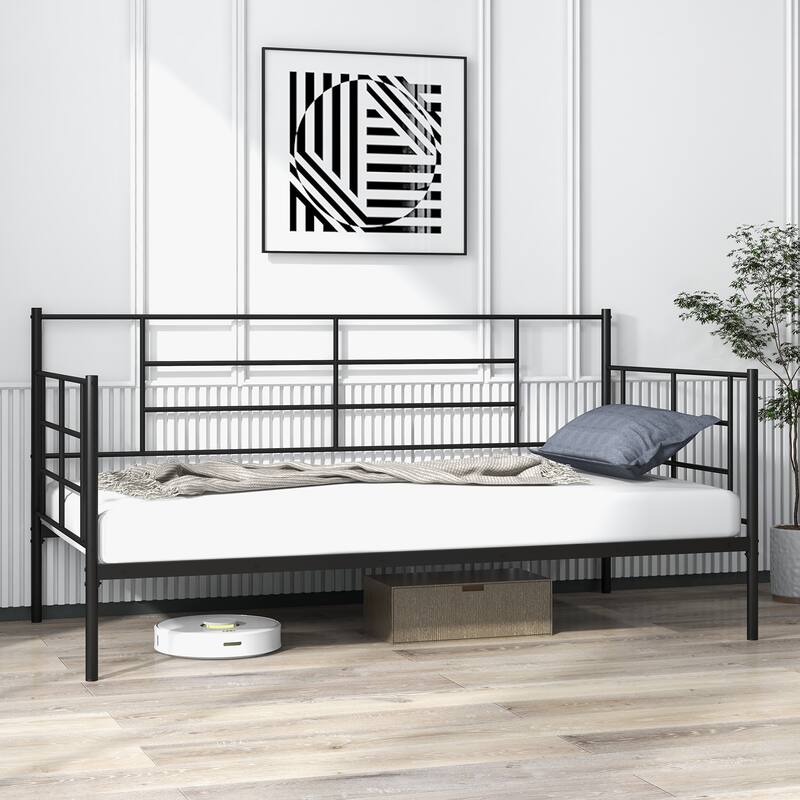 Twin Metal Daybed Frame with Armrests Modern Sofa Design