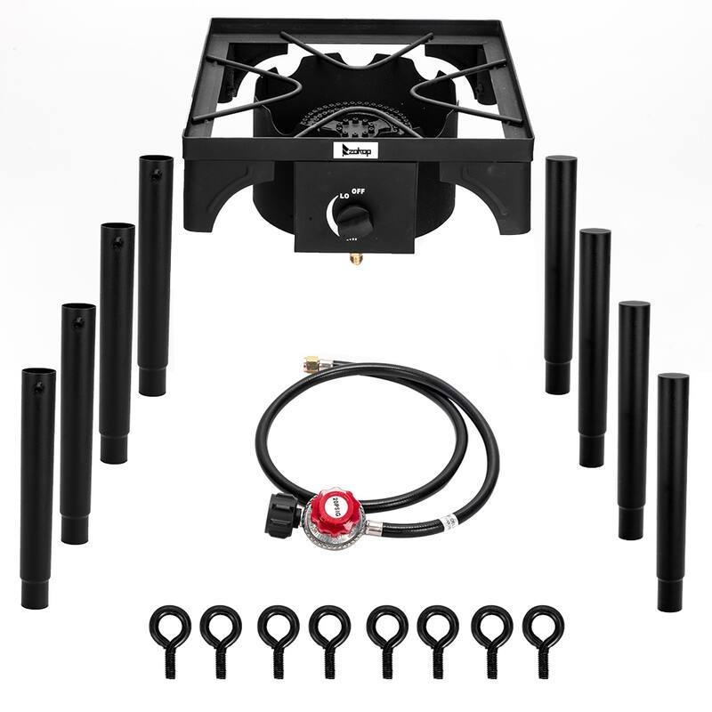 Single Burner Portable Cast Iron Patio Cooking Burner - N/A - Black