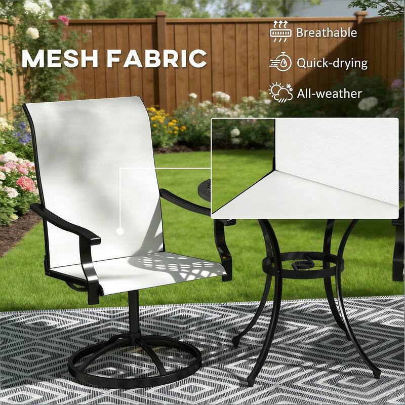 GDFStudio - Nathan Outdoor Dining Swivel Chairs Crafted for Elevated Comfort and Easy Movement