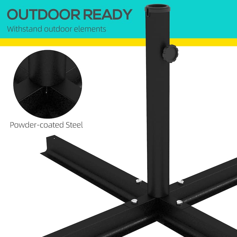 Outsunny Outdoor Universal Cross Brace Stand for Small Offset Umbrella and Market Umbrella, Cross Umbrella Base