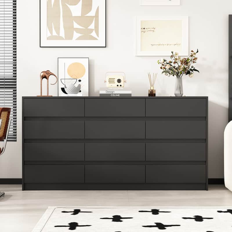 Large Floor Wood Dressers & Chest of Drawers Handle Free,Sideboard