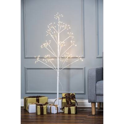 4ft Pre-lit Artificial White Lighted Christmas Tree Holiday Decoration for Indoor Use - 47.24" H x 20.08" W x 22.44" D