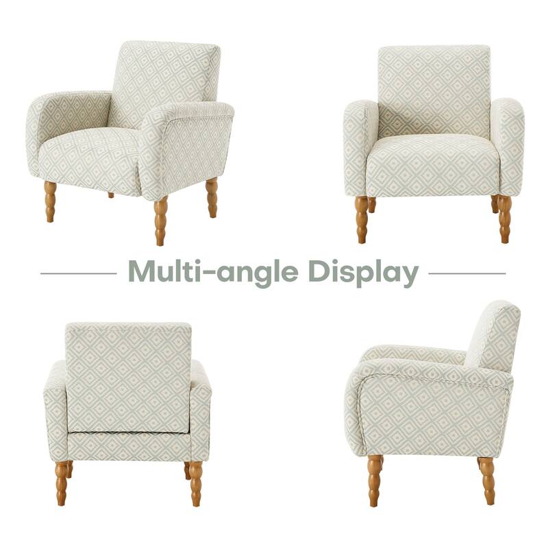 Fabric Armchair Accent Chair with Arms & Wood Legs