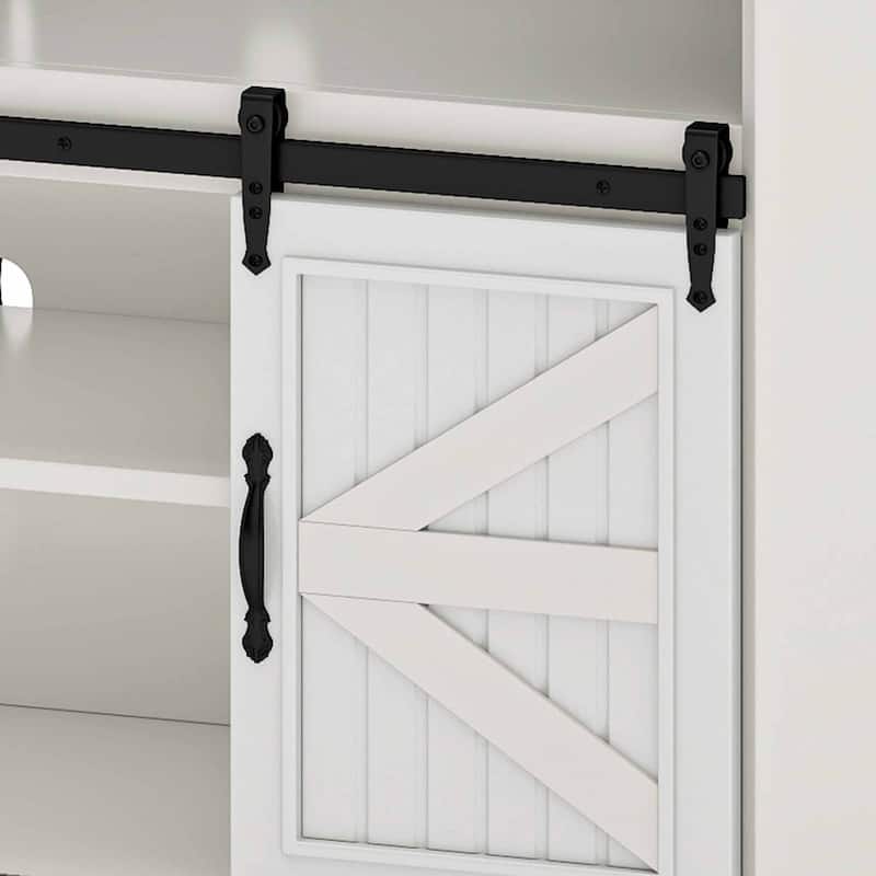 Moasis Corner TV Stand with Barn Doors for 70" TVs