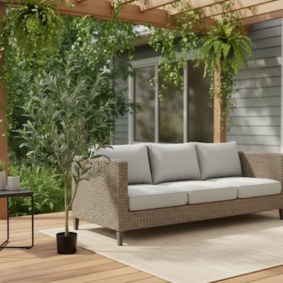 HomeRoots 47" Green Artificial Olive Tree in a Black Pot - 5.51 in. x 47.24 in. x 5.91 in.
