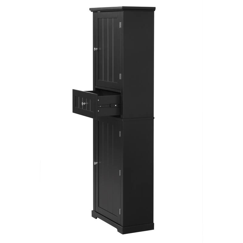 Tall Bathroom Storage Cabinet with Drawer and Adjustable Shelf
