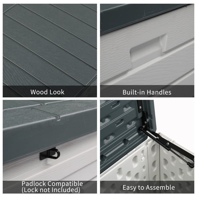 Gray White HDPE Water-Resistant Outdoor Deck Box