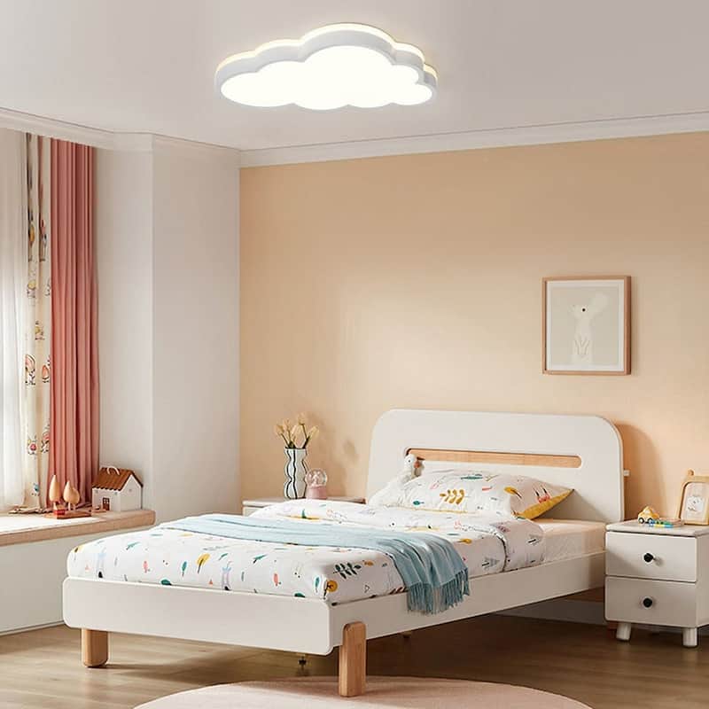 Dimmable White Cloud LED Flush Mount Light - Kids Lighting 20in