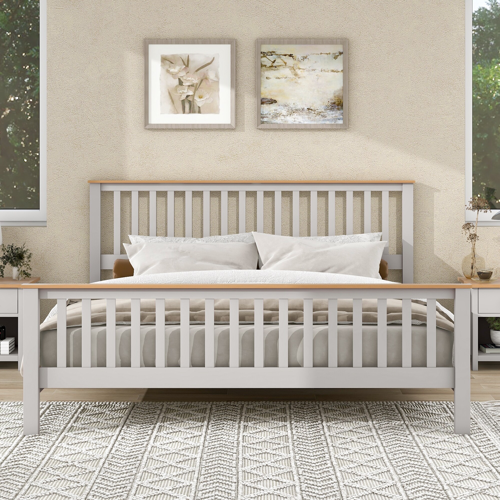 King Platform Bed Solid Wood Single Bed Frame with Headboard Footboard On Sale Bed Bath Beyond 38365203