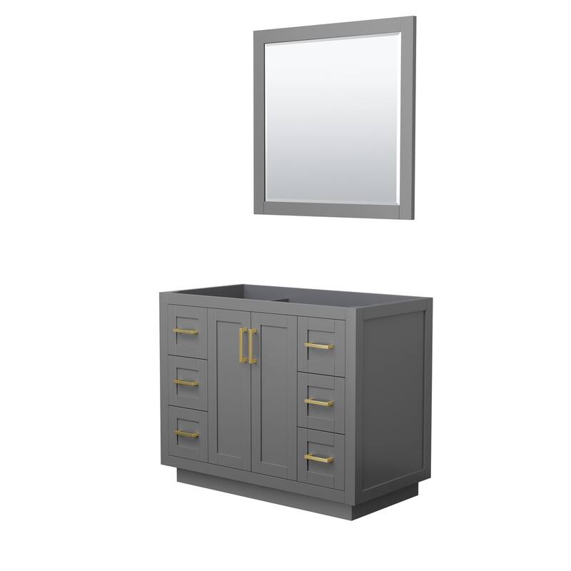 Wyndham Collection Miranda 42" Single Free Standing Vanity Cabinet - - Dark Gray / Brushed Gold Hardware