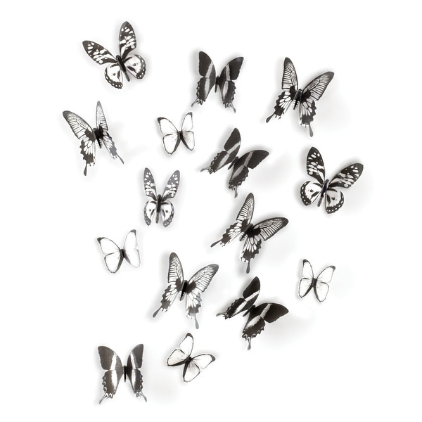 Umbra 470340 Set of 16 Chrysalis Plastic Wall Decals by Alan Wisniewski - Black / Clear