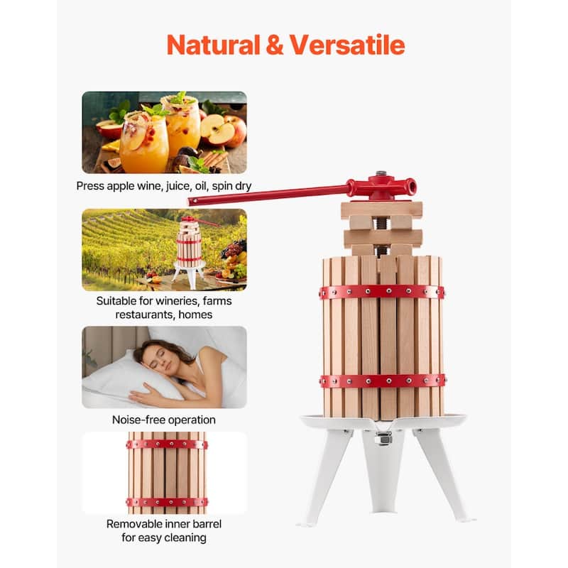 Natural Beech Wood Manual Fruit Wine Press for Fresh Juice Olive Oil and Cheese Extraction